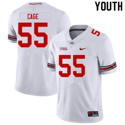 NCAA Ohio State Buckeyes Youth #55 Jerron Cage White Nike Football College Jersey AFN7645CX